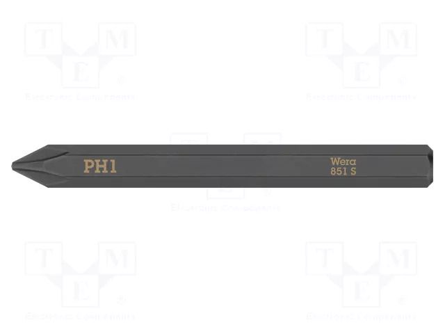 Screwdriver bit; Phillips; PH1; Kind: impact; Overall len: 70mm WERA WERA.05018160001