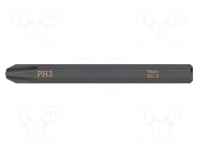 Screwdriver bit; Phillips; PH3; Kind: impact; Overall len: 70mm WERA WERA.05018162001