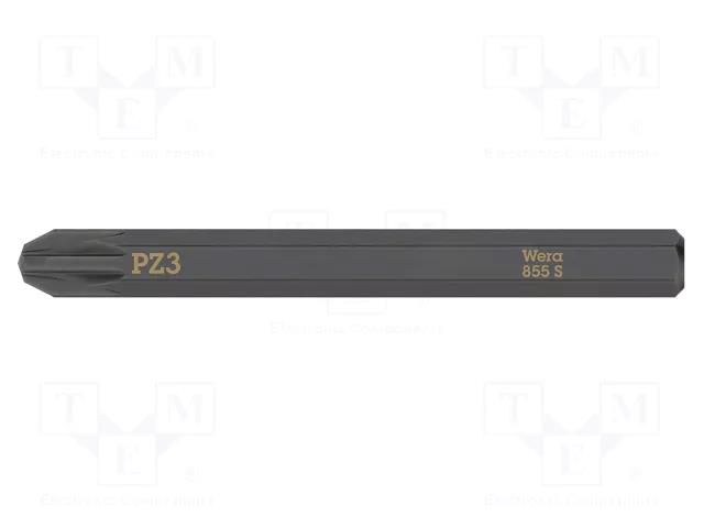 Screwdriver bit; Pozidriv®; PZ3; Kind: impact; Overall len: 70mm WERA WERA.05018165001
