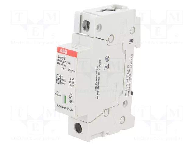 Surge arrester; Type 2+3; Poles: 1; 20kA; Uoper.max: 275VAC; IP20 ABB 2CTB803871R2400