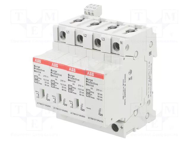 Surge arrester; Type 1+2; Poles: 3+N; In 8/20us: 80kA; -40÷80°C ABB 2CTB815710R0700