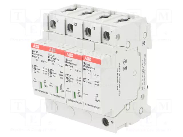 Surge arrester; Type 2+3; Poles: 3+N; In 8/20us: 20kA; -40÷80°C ABB 2CTB803973R1200