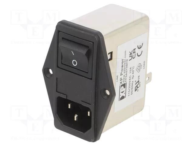 Connector: AC supply; socket; male; 10A; 250VAC; IEC 60320; C14 (E) XP POWER FFSAS10BFR