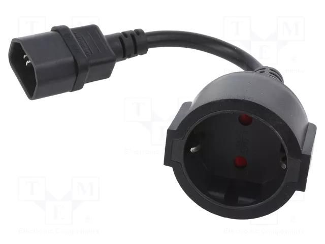 Cable; CEE 7/3 (F) socket,IEC C14 male; 0.15m; Sockets: 1; black QOLTEC QOLTEC-53906