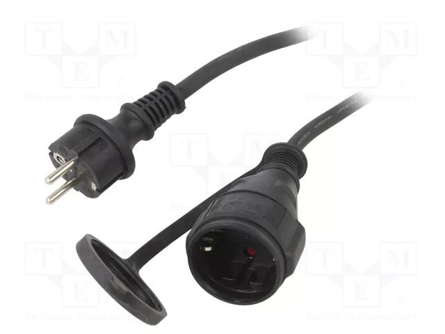 Extension lead; 3x1.5mm2; Sockets: 1; PVC; black; 25m; 10A GOOBAY NK-138-3/15/25BK
