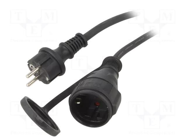 Extension lead; 3x1.5mm2; Sockets: 1; PVC; black; 5m; 10A Goobay NK-138-3/15/5BK