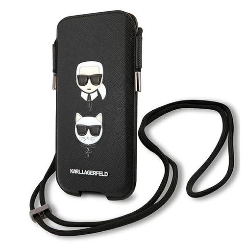 Karl Lagerfeld Saffiano Ikonik Karl&amp;Choupette Head 6.7&#39;&#39; Bag - Black, Karl Lagerfeld 3666339018702 3666339018702