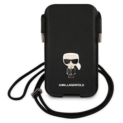 Karl Lagerfeld Saffiano Ikonik Karl 6.7&#39;&#39; handbag - black, Karl Lagerfeld 3666339018726 3666339018726