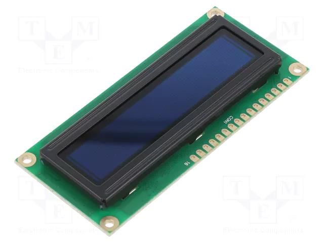 Display: OLED; alphanumeric; 16x2; Dim: 80x36x10mm; white; PIN: 16 RAYSTAR OPTRONICS REC001602AWPP5N01