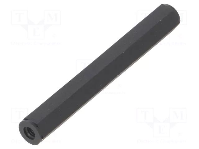 Screwed spacer sleeve; hexagonal; polyamide; M2,5; L: 40mm; black DREMEC TFF-M2.5X40/DR182