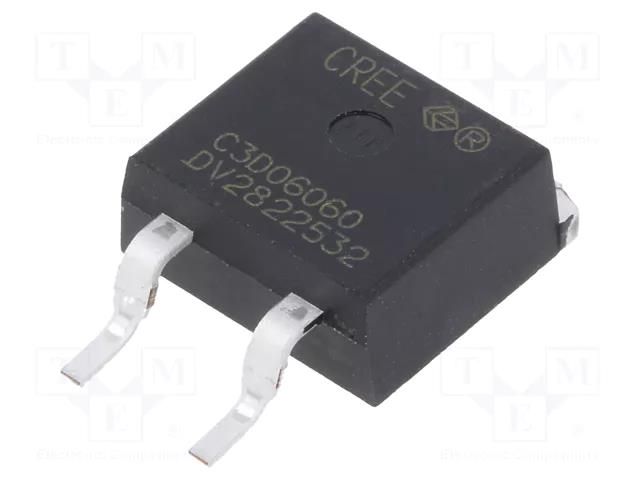 Diode: Schottky rectifying; TO263-2; SiC; SMD; 600V; 6A; 91W; C3D Wolfspeed(CREE) C3D06060G