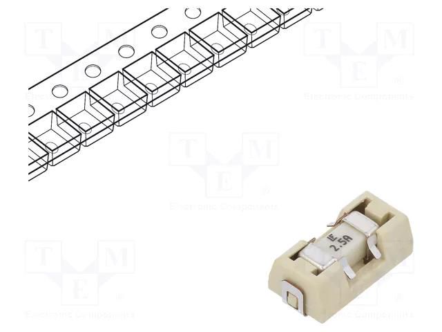 Fuse: fuse; 2.5A; 125VAC; 125V; 125VDC; quick blow; SMD; 154 LITTELFUSE 015402.5DR