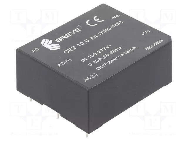 Converter: AC/DC; 10W; Uin: 85÷265VAC,120÷380VDC; Uout: 24VDC BREVE TUFVASSONS CEZ-10.0-230/24V