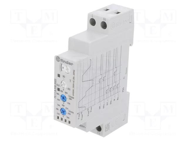 Voltage monitoring relay; undervoltage,overvoltage; 220÷240VAC FINDER 70.11.8.230.2022