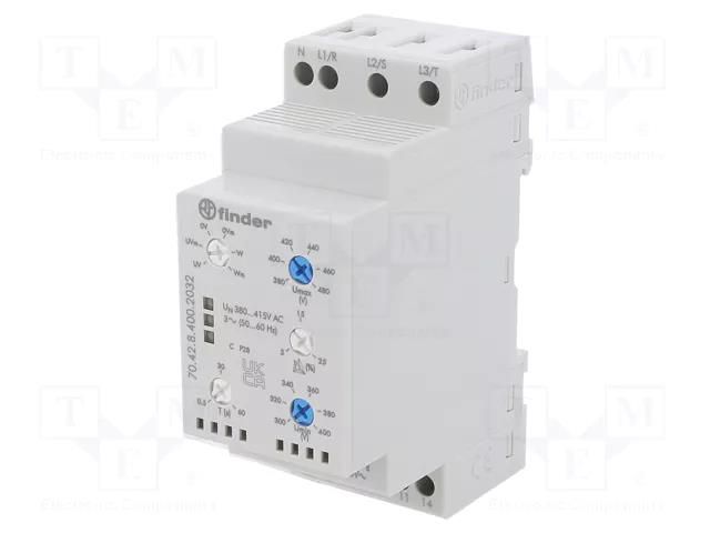 Voltage monitoring relay; for DIN rail mounting; DPDT; 0.5÷60s FINDER 70.42.8.400.2032