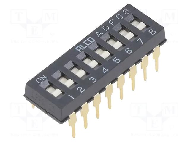 Switch: DIP-SWITCH; Poles number: 8; ON-OFF; -0.025A/24VDC; Pos: 2 TE Connectivity 1-1825002-3