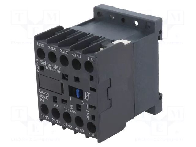Contactor: 4-pole; NO x4; 24VDC; 10A; TeSys D; screw terminals SCHNEIDER ELECTRIC CA3KN40BD3