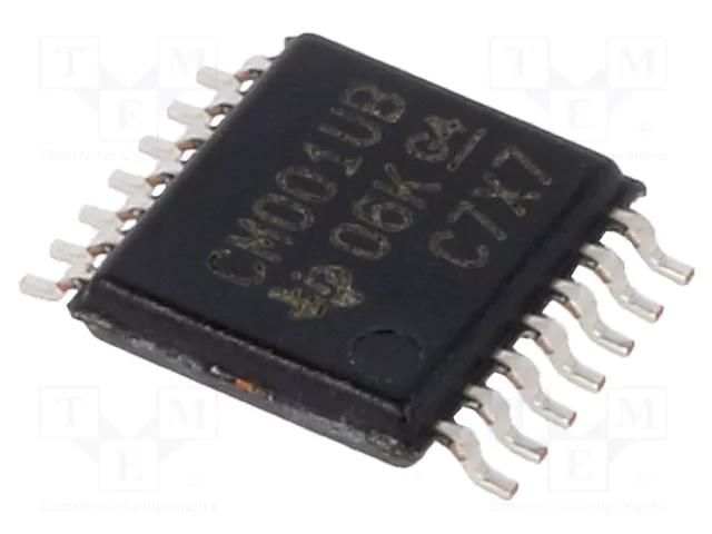 IC: digital; NOR; Ch: 4; IN: 2; CMOS; SMD; TSSOP14; 3÷18VDC; -55÷125°C TEXAS INSTRUMENTS CD4001UBPW