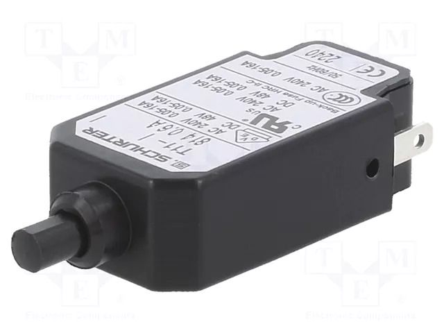 Circuit breaker; Urated: 240VAC; 48VDC; 0.6A; SPST; Poles: 1; MCB SCHURTER T11-814-0.6A