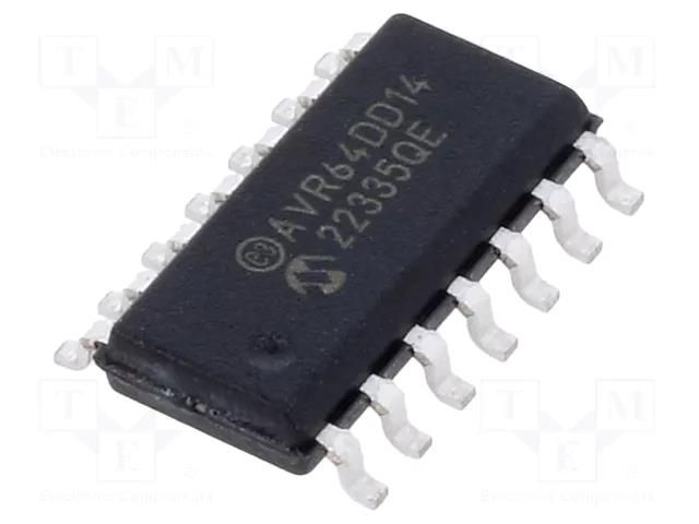 IC: AVR microcontroller; SOIC14; Ext.inter: 11; Cmp: 1; AVR64 MICROCHIP TECHNOLOGY AVR64DD14-I/SL