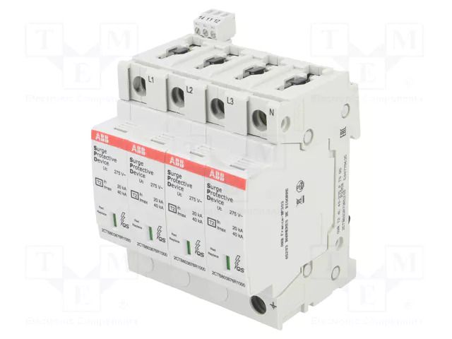 Surge arrester; Type 2; Poles: 4; 40kA; Uoper.max: 275VAC; -40÷80°C ABB 2CTB803873R5200