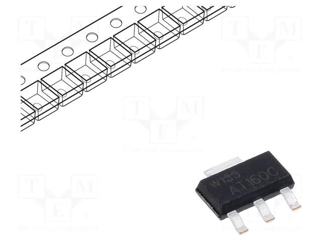 Diode: Schottky rectifying; SOT223; SMD; 60V; 1Ax2; reel,tape NEXPERIA BAT160C.115