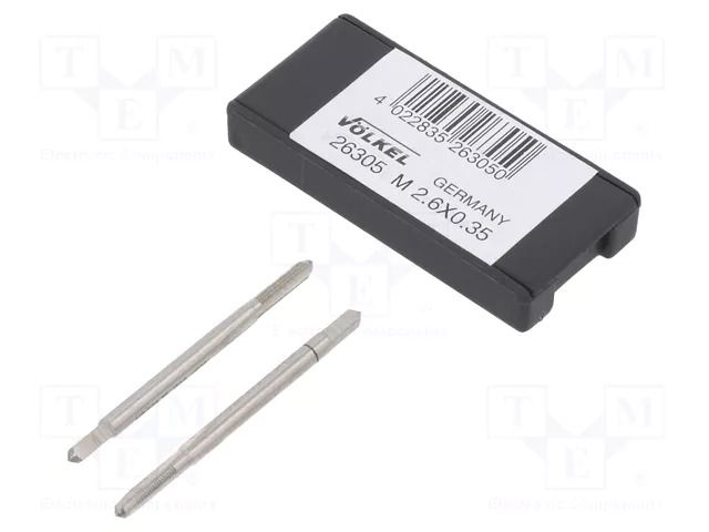 Tap; M2,6; 0.35; L: 40mm; Holder: hand; 2.1mm; Thread: fine thread VÖLKEL VOLKEL-26305