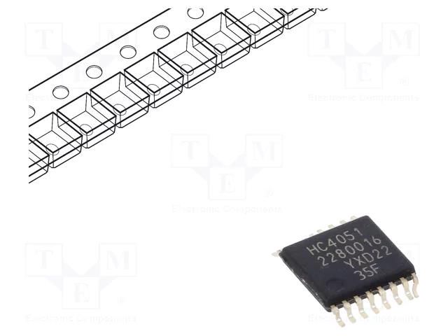 IC: digital; multiplexer; IN: 8; CMOS; SMD; TSSOP16; 2÷10VDC; HC NEXPERIA 74HC4051PWQ100.118