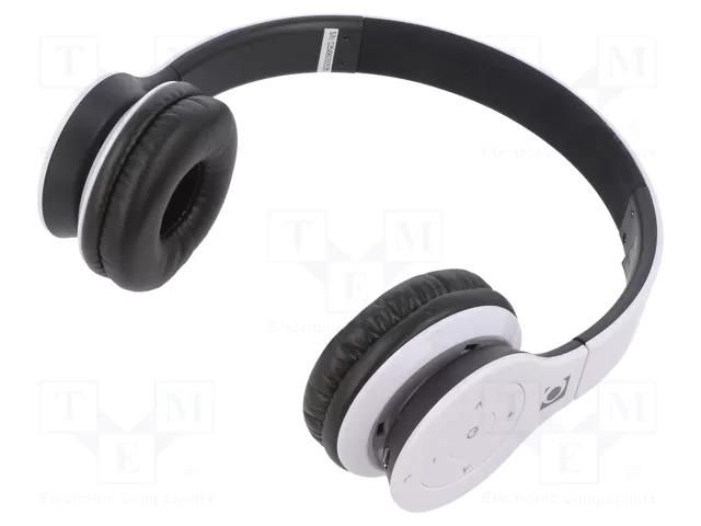 Wireless headphones with microphone; white; USB micro; 10m; 32Ω GEMBIRD BHP-BER-W