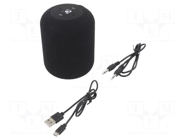 Speaker; black; Jack 3,5mm,microSD,USB B micro; Bluetooth 5.0 GEMBIRD SPK-BT-15-BK