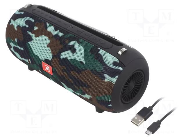 Speaker; camo; Jack 3,5mm,microSD,USB B micro; Bluetooth 5.1 GEMBIRD SPK-BT-17-CM