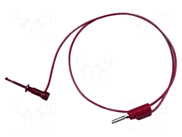 Test lead; 3A; clip-on hook probe,banana plug 4mm; Urated: 300V MUELLER ELECTRIC BU-1420-A-12-2
