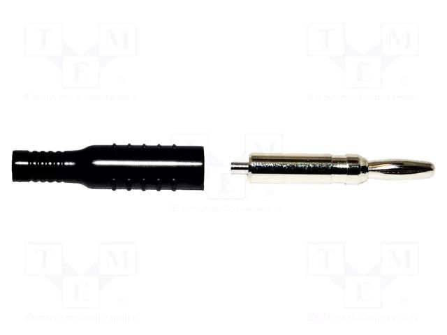 Connector: 4mm banana; plug; 15A; black; nickel plated; brass MUELLER ELECTRIC BU-P5169-0