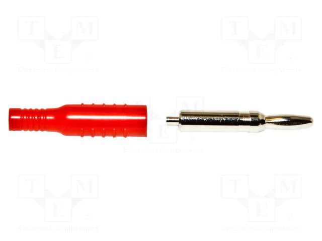 Connector: 4mm banana; plug; 15A; red; nickel plated; brass MUELLER ELECTRIC BU-P5169-2