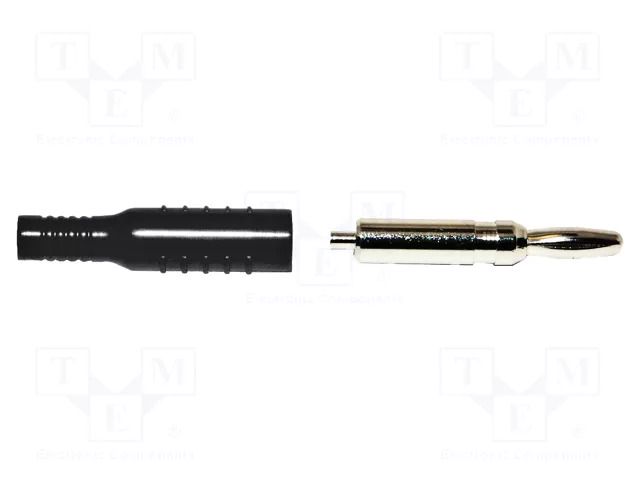 Connector: 4mm banana; plug; 15A; black; nickel plated; brass MUELLER ELECTRIC BU-P5170-0