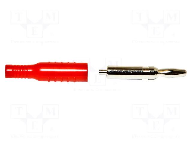 Connector: 4mm banana; plug; 15A; red; nickel plated; brass MUELLER ELECTRIC BU-P5170-2