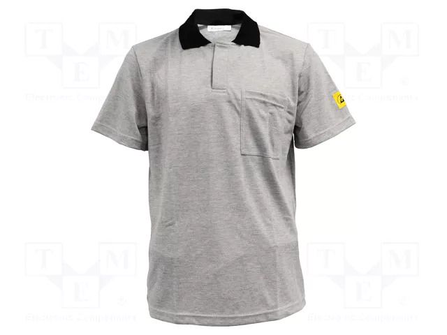 Polo shirt; ESD; M; cotton,polyester,conductive fibers; grey ANTISTAT ATS-108-6531