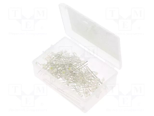 Diode: LED-kit; THT; 3mm; 100pcs; white; 2.7÷3.4VDC; plastic box OPTOSUPPLY OKLEDT3100W6