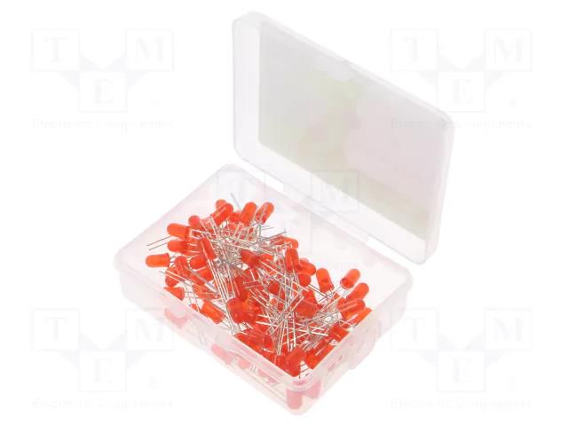 Diode: LED-kit; THT; 5mm; 100pcs; red; 1.8÷2.4VDC; plastic box; 20mA OPTOSUPPLY OKLEDT5100R6