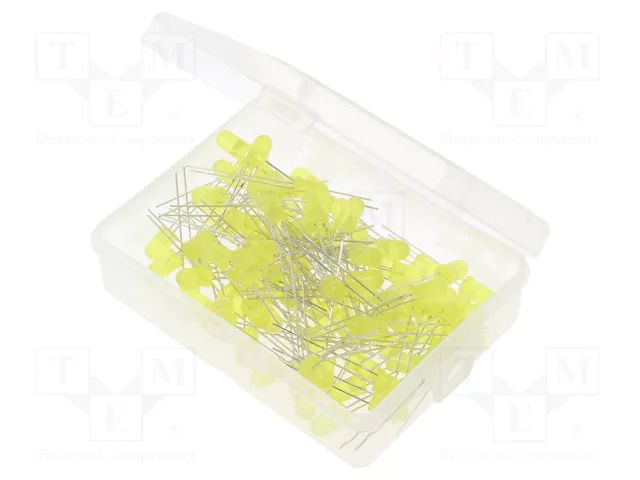 Diode: LED-kit; THT; 5mm; 100pcs; yellow; 1.8÷2.4VDC; plastic box OPTOSUPPLY OKLEDT5100Y5