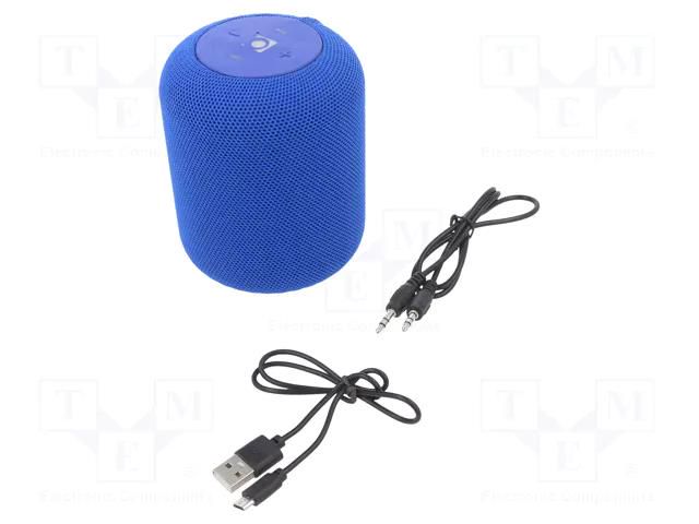 Speaker; blue; Jack 3,5mm,microSD,USB B micro; Bluetooth 5.0 GEMBIRD SPK-BT-15-B