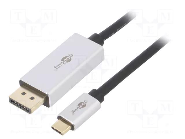 Adapter; DisplayPort 1.4,HDCP 2.2; DisplayPort plug,USB C plug Goobay USBC-DP-3M