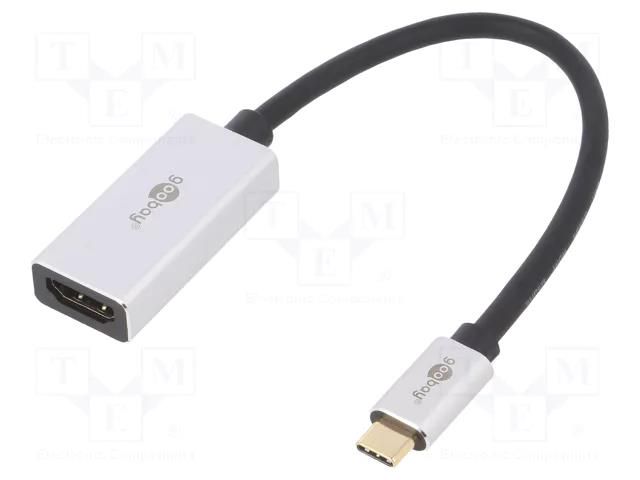 Adapter; HDCP 2.2,HDMI 2.1; HDMI socket,USB C plug; gold-plated Goobay USBC-HDMI/F-0.15