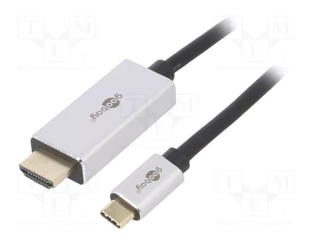 Adapter; HDCP 2.2,HDMI 2.1; HDMI plug,USB C plug; gold-plated GOOBAY USBC-HDMI-3M