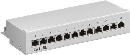 CAT 5e Mini/Desktop Patch Panel, 12 Port, grey - STP shielded 93041