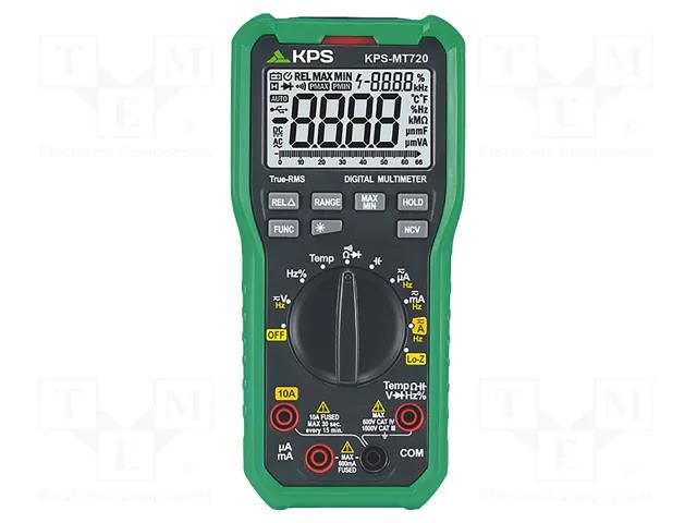 Digital multimeter; LCD; (6600); VDC: 660mV,6.6V,66V,660V,1kV KPS KPS-MT720