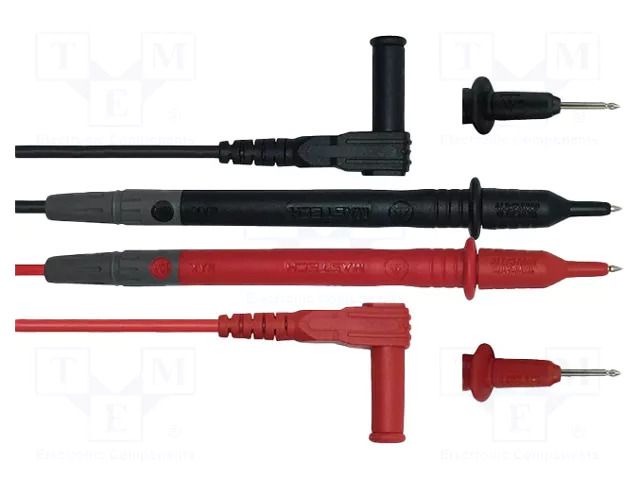 Test leads; Inom: 10A; Len: 1m; probe tip,angular banana plug 4mm KPS KPS-PT20