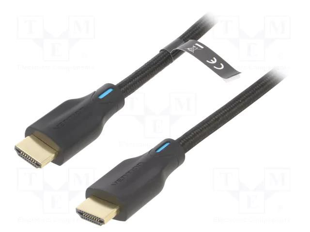 Cable; HDMI plug,both sides; PVC; textile; Len: 1m; black; HDMI 2.1 VENTION AAUBF