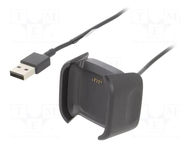Cable: for smartwatch charging; 1m; 1A; Fitbit Versa 2; black AKYGA AK-SW-24