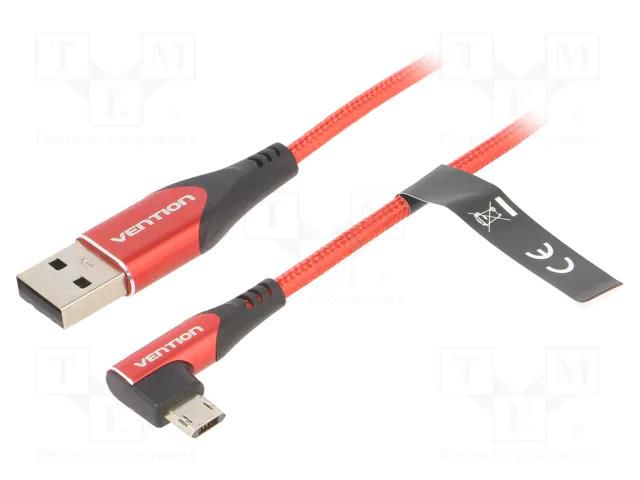 Cable; USB 2.0; USB A plug,USB B micro reversible angled plug VENTION COBRH